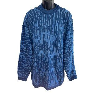 New Coogi 3D Vintage Blue Textured Sweater Size LT